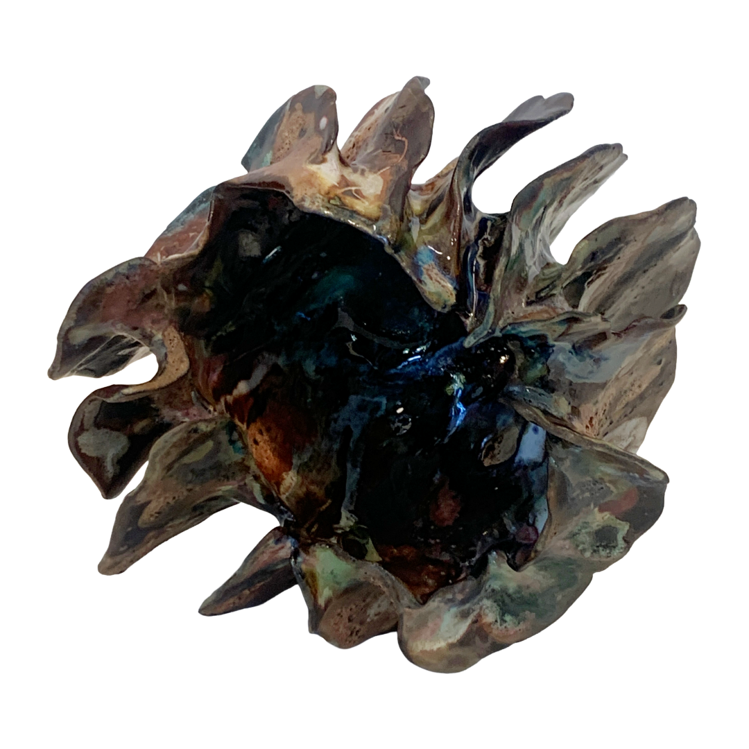 KIM NOLAN | 'Finned Coral #3a' | Mid-fire black clay, glaze, glass + sand