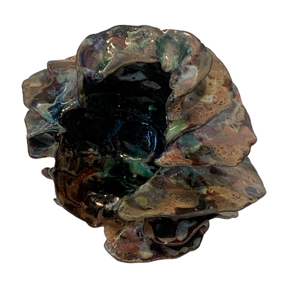 KIM NOLAN | 'Finned Coral #3a' | Mid-fire black clay, glaze, glass + sand