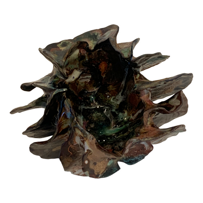 KIM NOLAN | 'Finned Coral #3a' | Mid-fire black clay, glaze, glass + sand