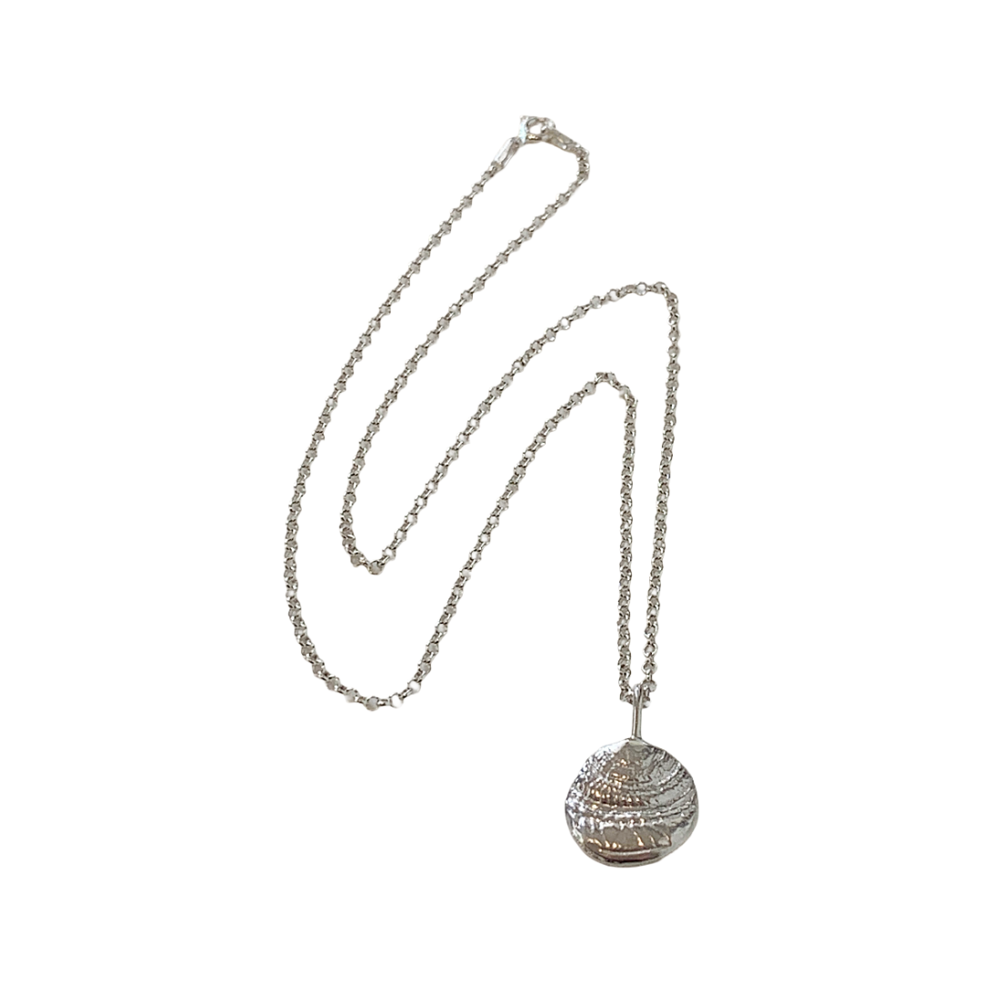 LAURA SCOTT STUDIO | 'Sundial Impression Pendant & Chain' | Sandcast 925 sterling silver