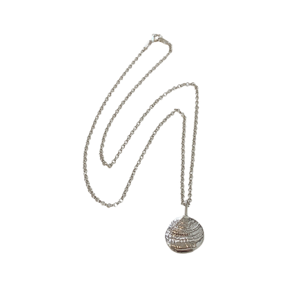 LAURA SCOTT STUDIO | 'Sundial Impression Pendant & Chain' | Sandcast 925 sterling silver