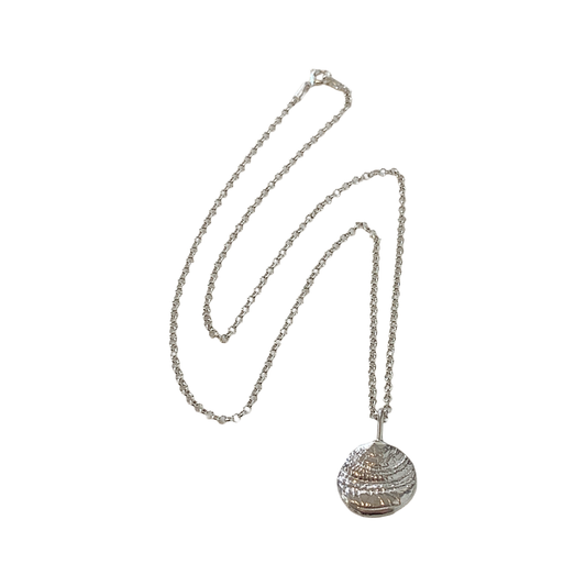 LAURA SCOTT STUDIO | 'Sundial Impression Pendant & Chain' | Sandcast 925 sterling silver