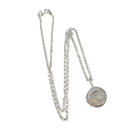 LAURA SCOTT STUDIO | 'Spiral Impression Pendant & Chain | Sandcast 925 Sterling Silver