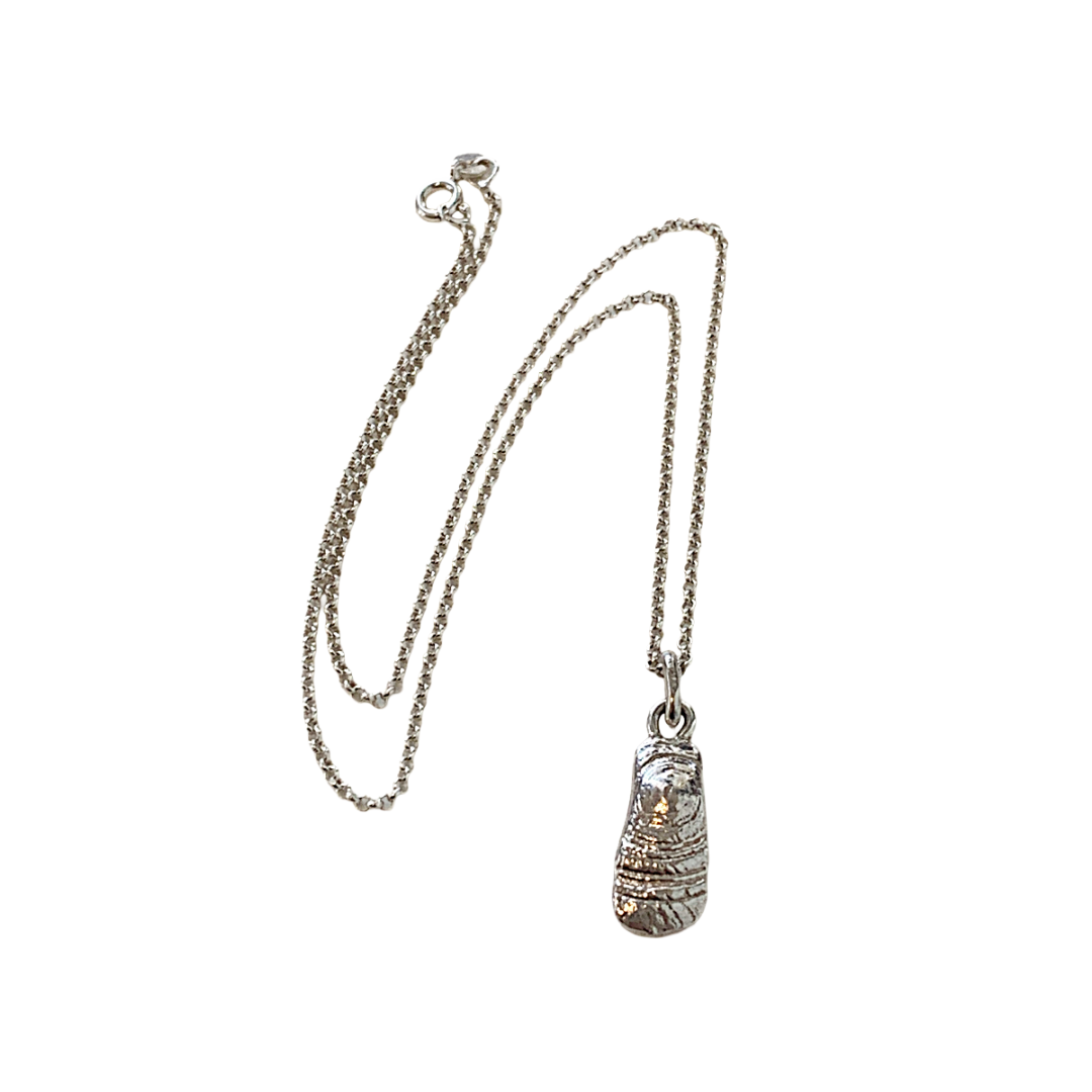LAURA SCOTT STUDIO | 'Sundial Paddle Pendant & Chain' | Sandcast 925 Sterling Silver