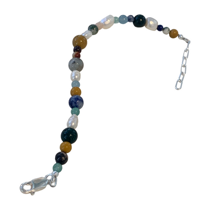 LAURA SCOTT STUDIO | Mixed Gemstone & Freshwater Pearl Bracelet #1 | 2026 | Mixed Gemstone beads + Freshwater Pearls | 925 Sterling Silver