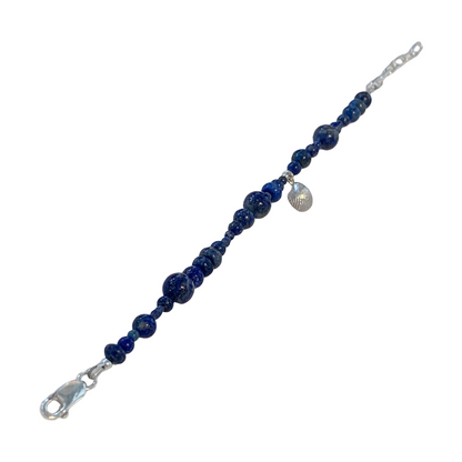 LAURA SCOTT STUDIO | Lapis Lazuli + sterling silver seashell charm Bracelet #2 | 2026 | Lapis Lazuli gemstone Beads – 925 Sterling Silver