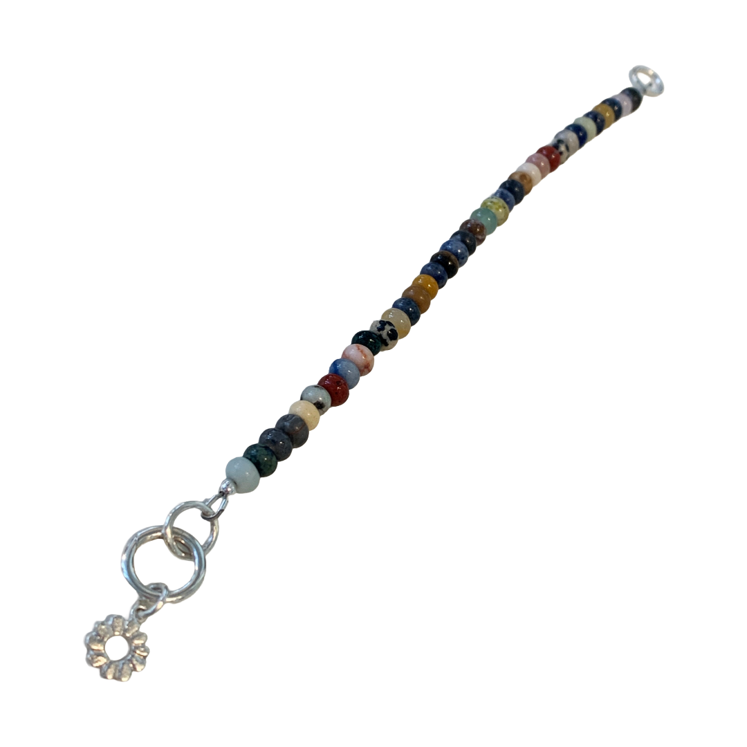 LAURA SCOTT STUDIO | Mixed Rondelle Gemstone Bracelet + Sunburst Charm | 2026 | 925 Sterling Silver