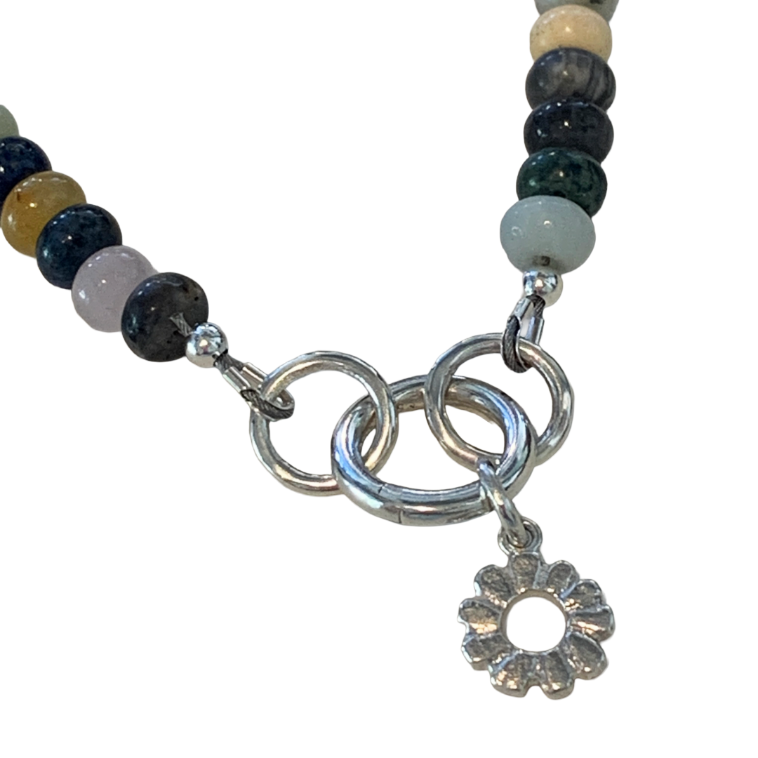LAURA SCOTT STUDIO | Mixed Rondelle Gemstone Bracelet + Sunburst Charm | 2026 | 925 Sterling Silver