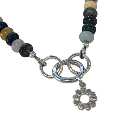 LAURA SCOTT STUDIO | Mixed Rondelle Gemstone Bracelet + Sunburst Charm | 2026 | 925 Sterling Silver