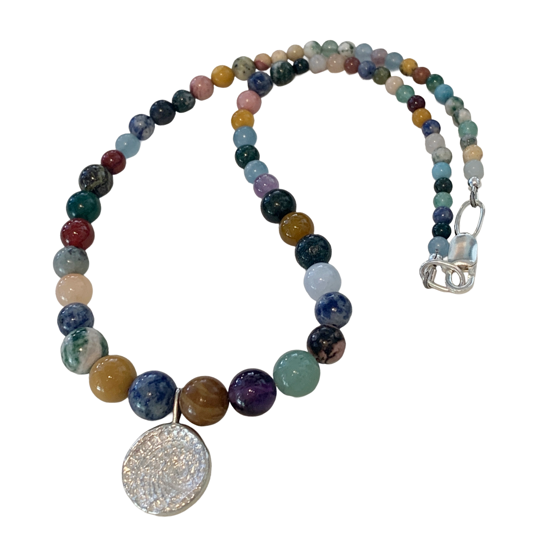LAURA SCOTT STUDIO | Sandcast Abalone Pendant + Mixed Gemstone Beads | 2026 | 925 Sterling Silver