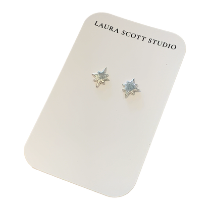 LAURA SCOTT STUDIO | Sandcast Wayfinder Star Studs | 2026 | Sterling Silver