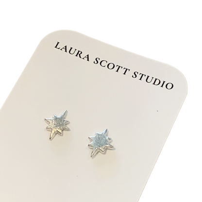 LAURA SCOTT STUDIO | Sandcast Wayfinder Star Studs | 2026 | Sterling Silver