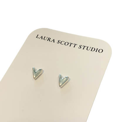 LAURA SCOTT STUDIO | Sandcast heart Studs | 2026 | Sterling Silver