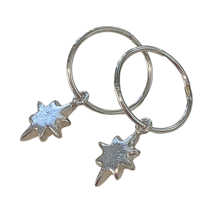 LAURA SCOTT STUDIO | Sandcast Wayfinder Star Sleeper Hoops | 2026 | Sterling Silver