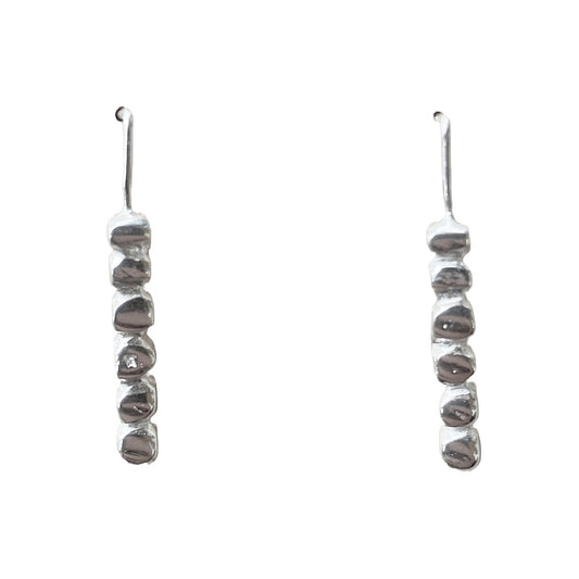LAURA SCOTT HANDMADE JEWELLERY | ‘Tidal Flow Sandcast “J” Thread Earrings’ | 925 Sterling Silver