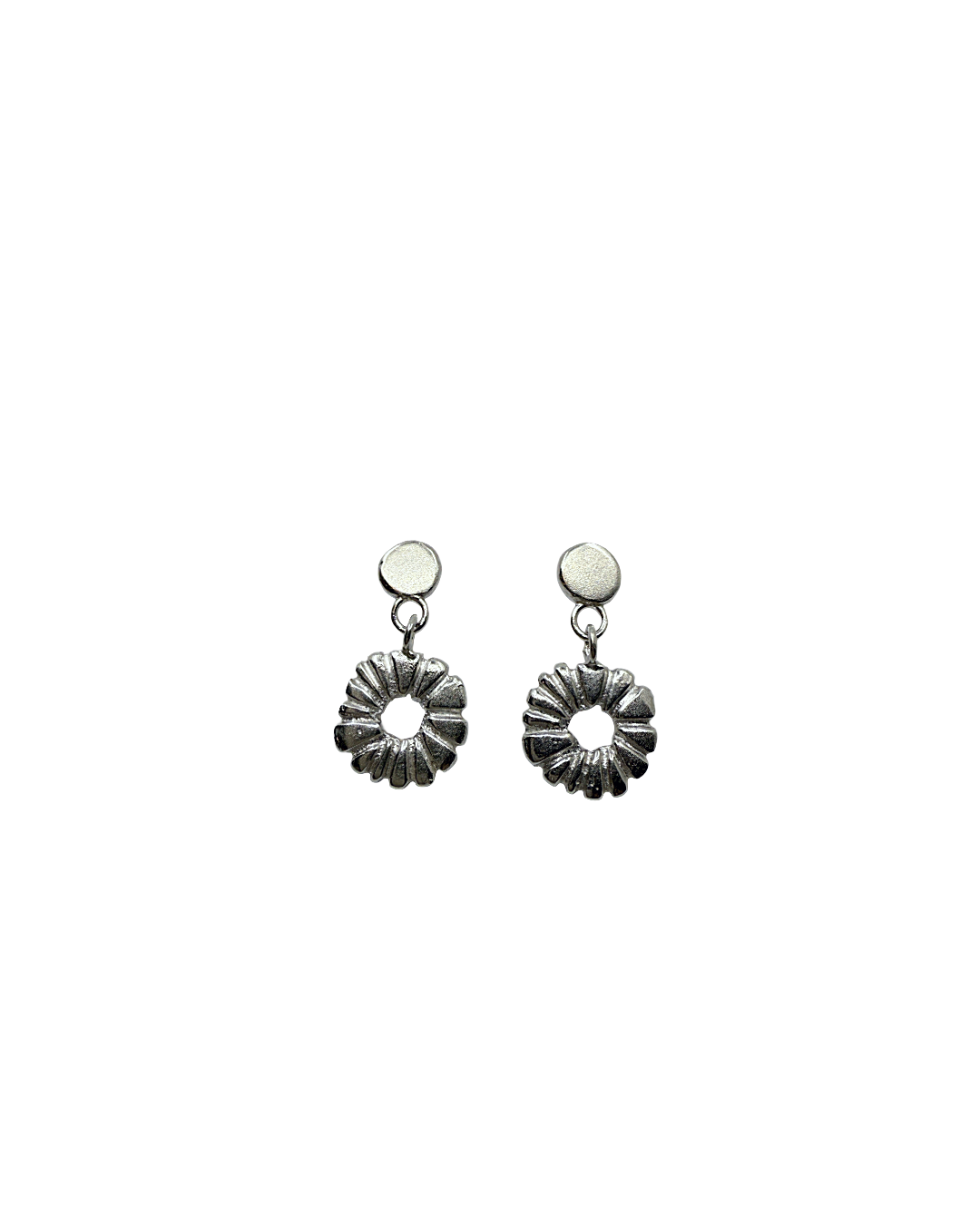 LAURA SCOTT HANDMADE JEWELLERY | 'Sunburst Sandcast Dangles on Hand forged dome' | 925 Sterling Silver