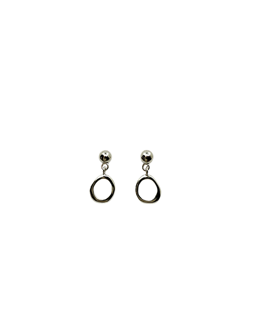 LAURA SCOTT HANDMADE JEWELLERY | ‘Organic Loop Dangles on ball’ | 925 Sterling Silver