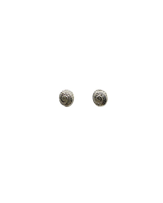 LAURA SCOTT HANDMADE JEWELLERY | ‘Spiral Shell Impression studs (sandcast)’ | 925 Sterling Silver