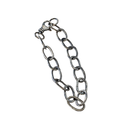 LAURA SCOTT STUDIO | ‘Handmade Hammered Link Chain Bracelet’ | 925 Sterling Silver / Patina