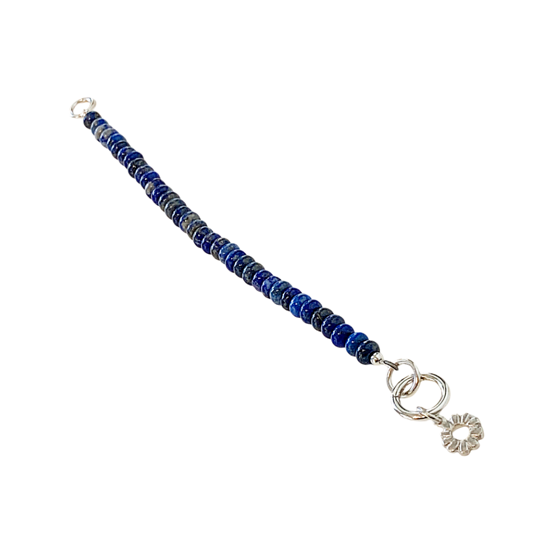 LAURA SCOTT STUDIO | Lapis Lazuli Bracelet with Mini Sunburst charm | Lapis Lazuli Gemstone Beads & 925 Sterling silver |