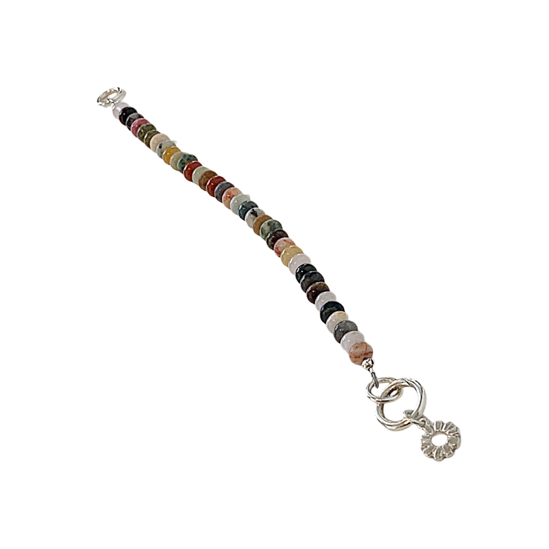 LAURA SCOTT STUDIO | ‘Mixed Gemstone Bracelet’ | Mini Sunburst Charm | Mixed Semi-Precious Gemstone Beads | 925 Sterling silver