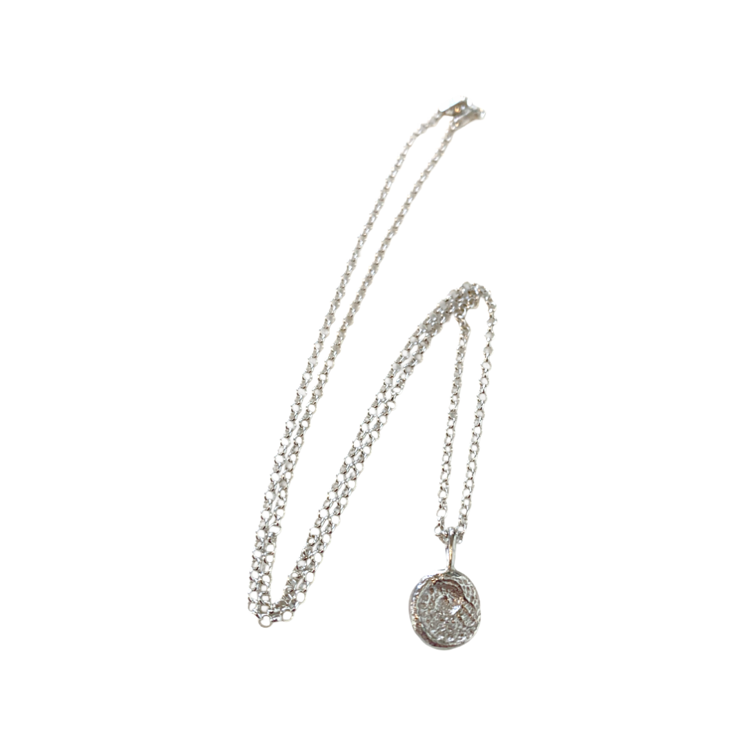 LAURA SCOTT STUDIO | ‘Mini Abalone Impression Pendant’ | Sandcast Pendant on Chain | 925 sterling silver