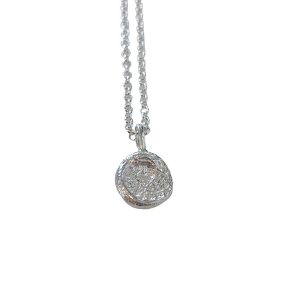 LAURA SCOTT STUDIO | ‘Mini Abalone Impression Pendant’ | Sandcast Pendant on Chain | 925 sterling silver