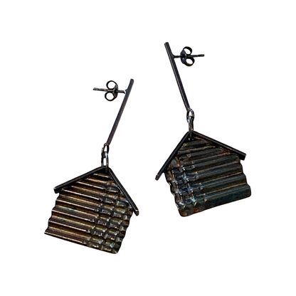 ALISON McDONALD | ‘Belonging Latch Key Earrings’ | Corrugated sterling silver & liver of sulphur patina | sterling silver findings