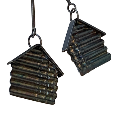 ALISON McDONALD | ‘Belonging Latch Key Earrings’ | Corrugated sterling silver & liver of sulphur patina | sterling silver findings