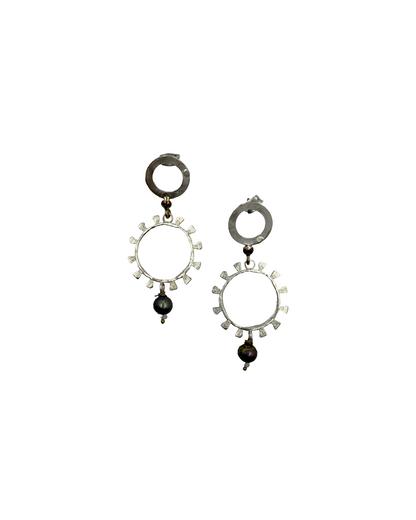 ARTIZ | 'Spring Collection 25 (10)' Earrings | Silver/ black pearl