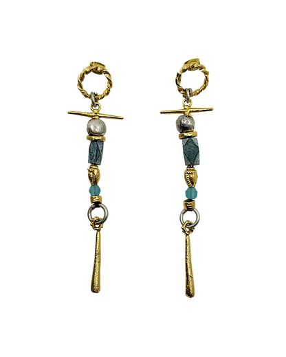 ARTIZ | 'Spring Collection 25 (14)' Earrings | Bronze / turquoise / jade
