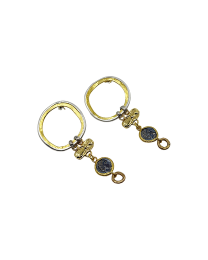 ARTIZ | 'Spring Collection 25 (2)' Earrings  | Silver and Bronze / bronze coin