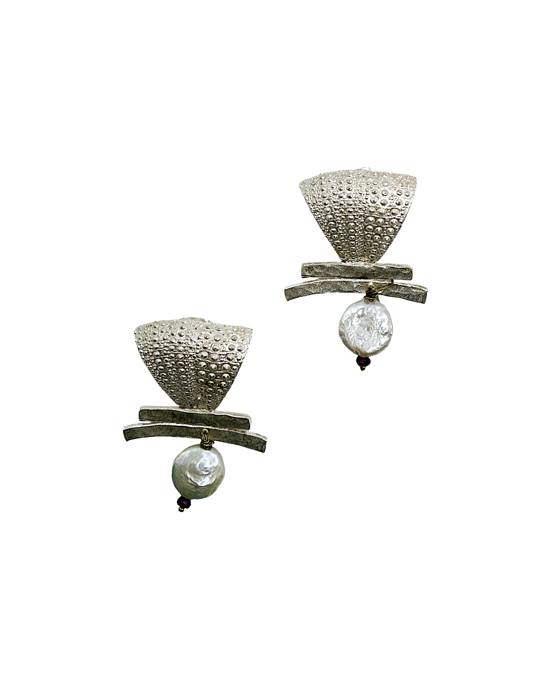 ARTIZ | 'Spring Collection 25 (6)' Earrings | Silver / pearl / ruby