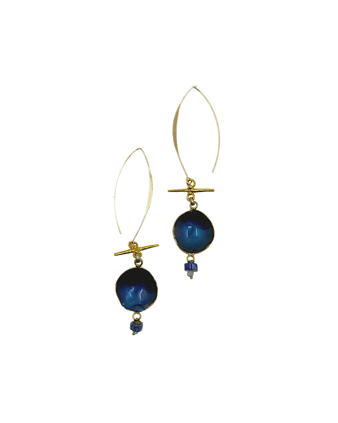 ARTIZ | 'Spring Collection 25 (7)' Earrings | Gold plated bronze hook / Black enamel