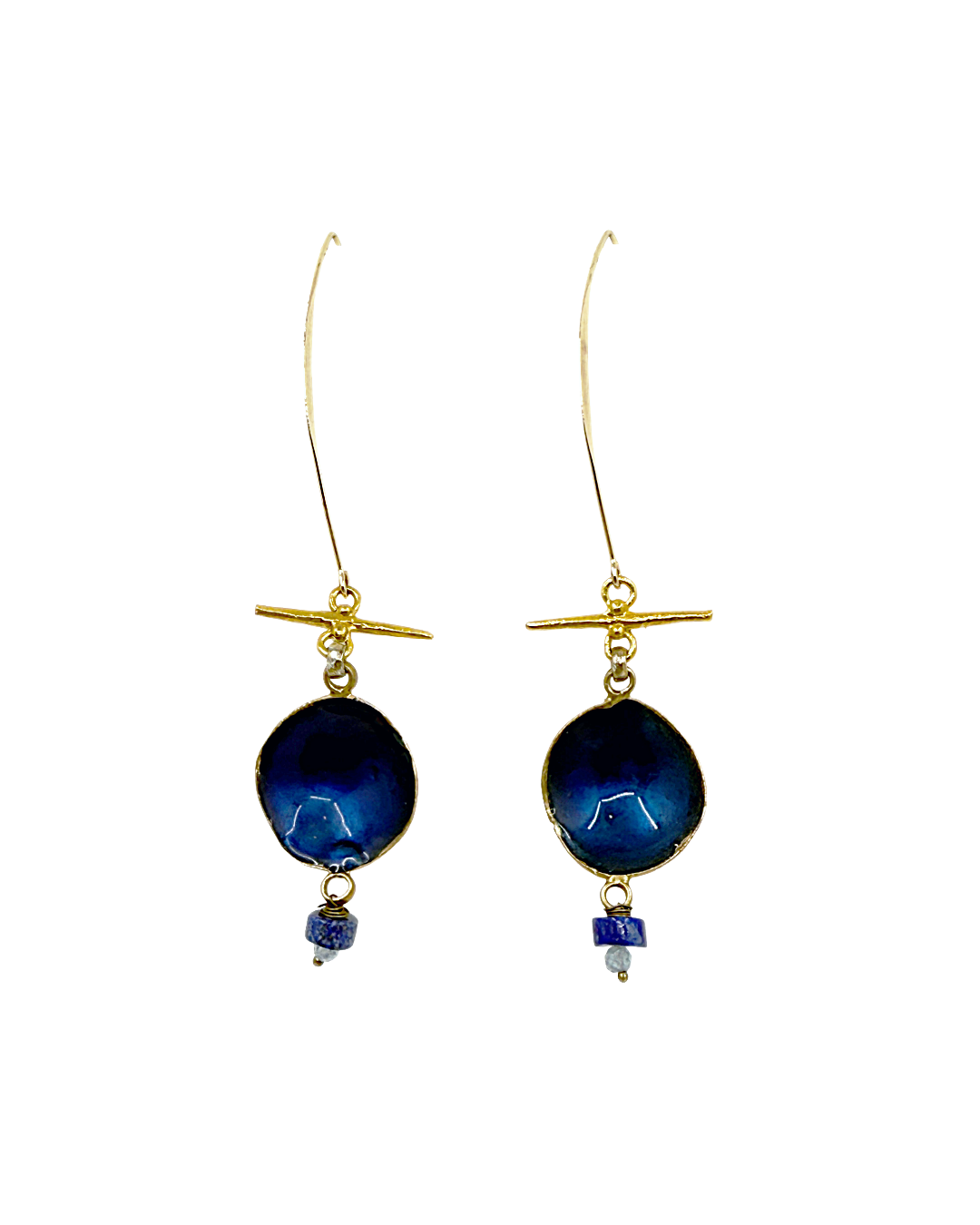 ARTIZ | 'Spring Collection 25 (7)' Earrings | Gold plated bronze hook / Black enamel