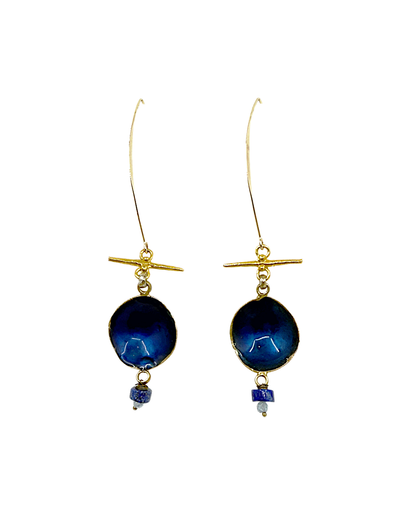 ARTIZ | 'Spring Collection 25 (7)' Earrings | Gold plated bronze hook / Black enamel