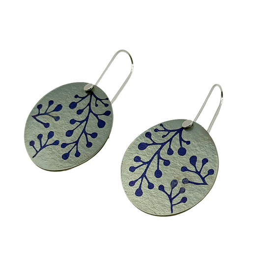 FAR NORTH STUDIO | ‘Hope Earrings’ | Ice/steel + blue/dark blue | Titanium / Sterling silver