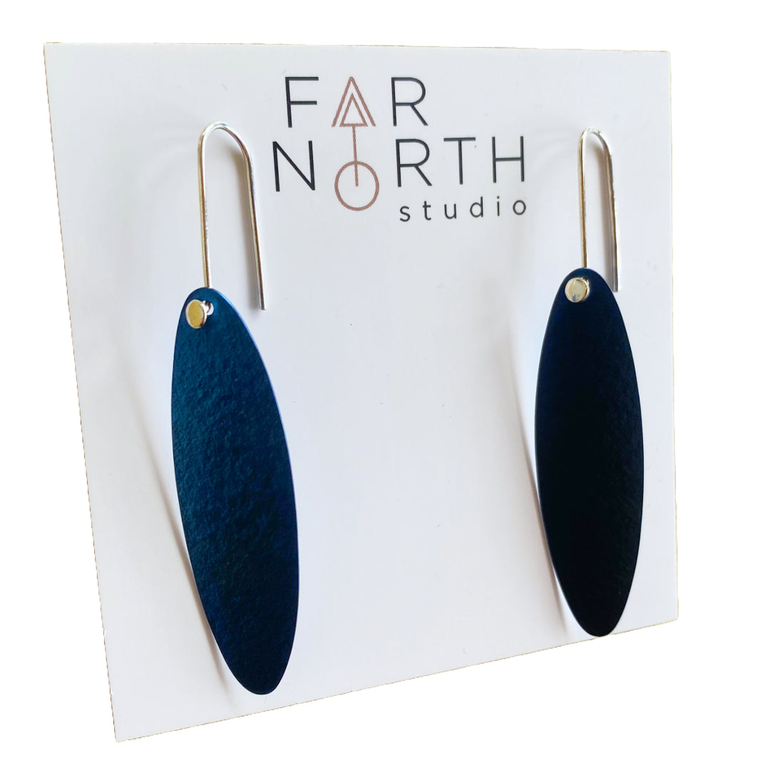 FAR NORTH STUDIO | 'Waterfall' Earrings | Blue | Titanium / sterling silver