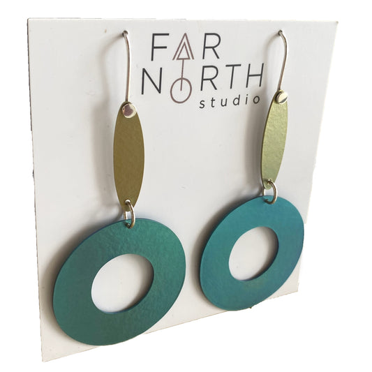 FAR NORTH STUDIO | ‘O! Earrings’ | Pale blue / green / gold