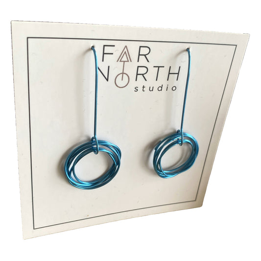 FAR NORTH STUDIO | ‘Orbit earrings (small) – Ice Blue' | Titanium