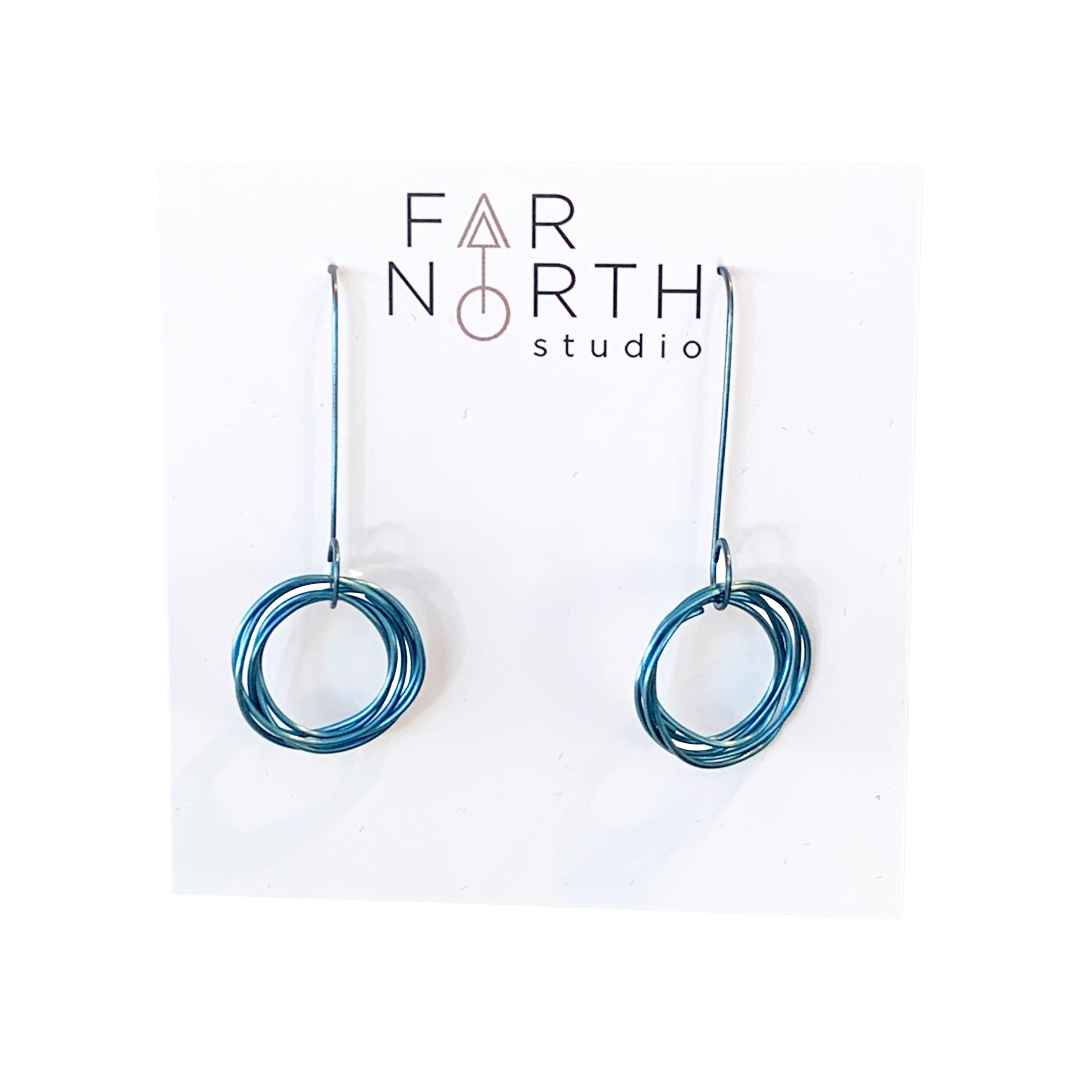 FAR NORTH STUDIO | ‘Orbit Earrings’ | Pale Blue| Small | Titanium