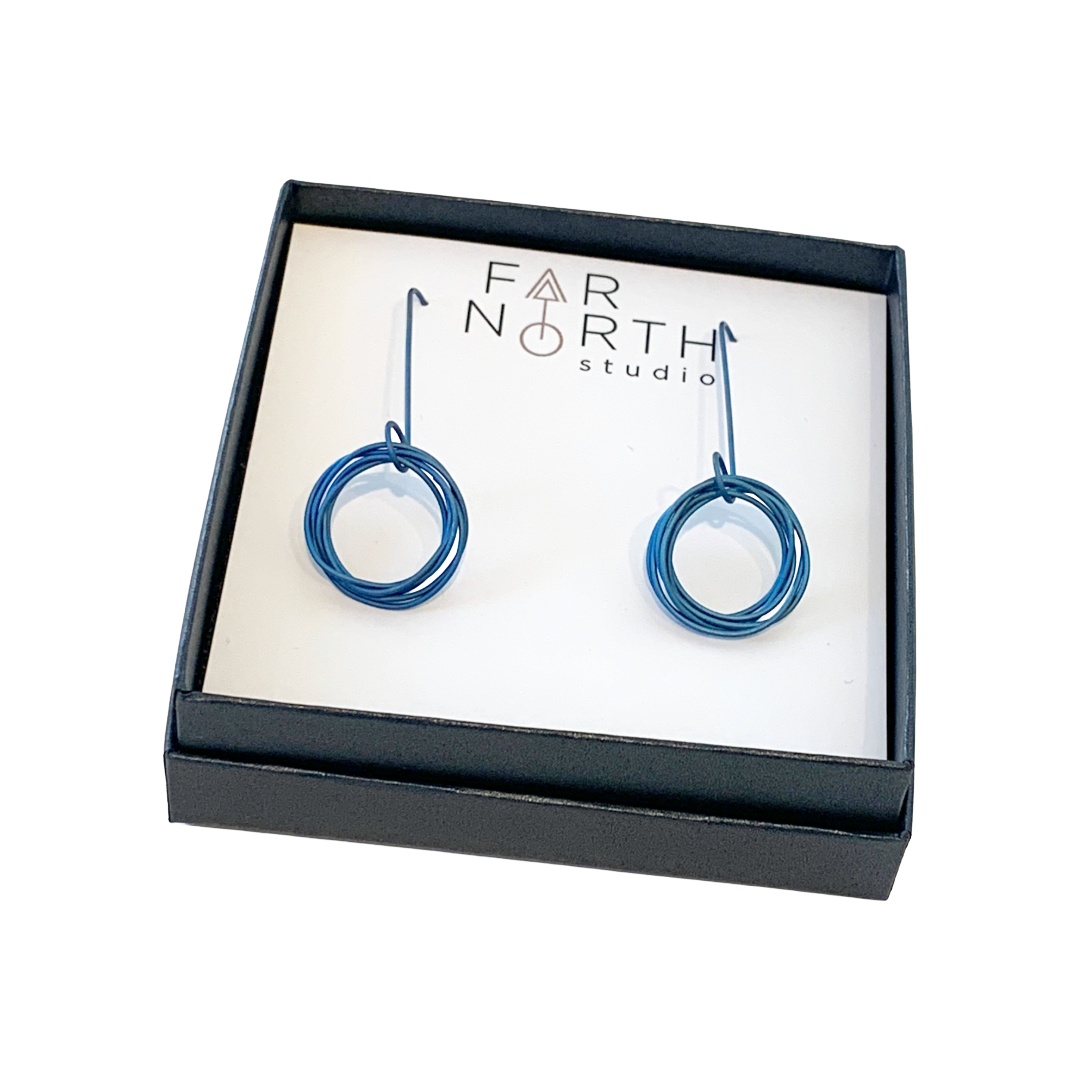 FAR NORTH STUDIO | ‘Orbit Earrings’ | Blue| Small | Titanium
