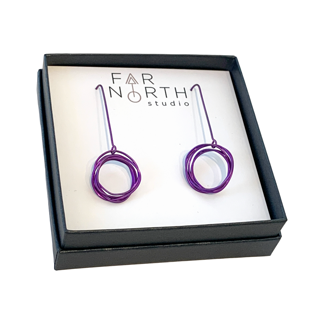 FAR NORTH STUDIO | ‘Orbit Earrings’ | Purple | Small | Titanium
