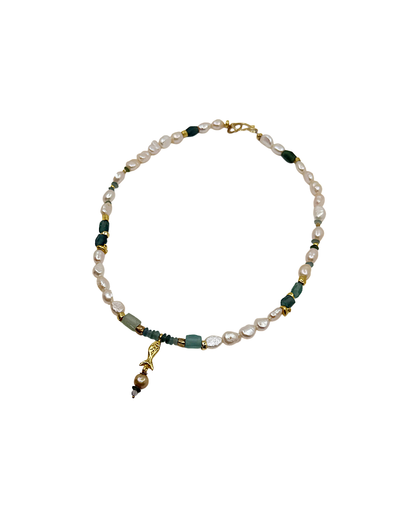 ARTIZ | 'Spring Necklace Collection’ (1) | Pearl / antique glass / bronze
