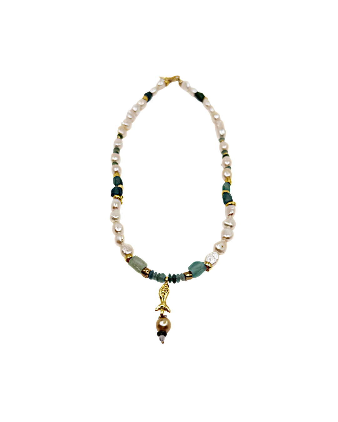 ARTIZ | 'Spring Necklace Collection’ (1) | Pearl / antique glass / bronze