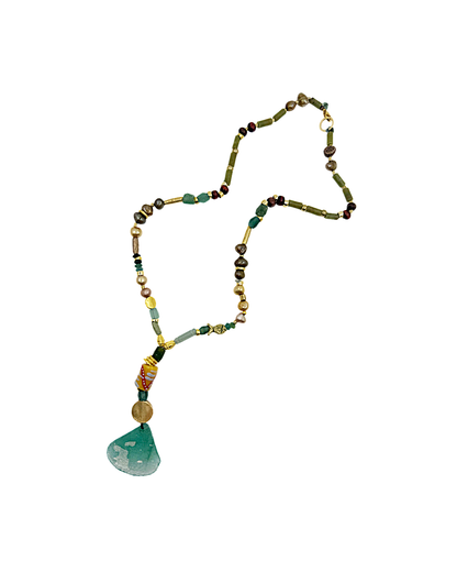 ARTIZ | 'Spring Necklace Collection’ (2) | Pearl / antique glass / jade / African glass