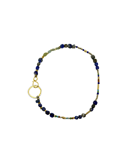ARTIZ | 'Spring Necklace Collection’ (3) | Lapis lazuli / antique glass / bronze