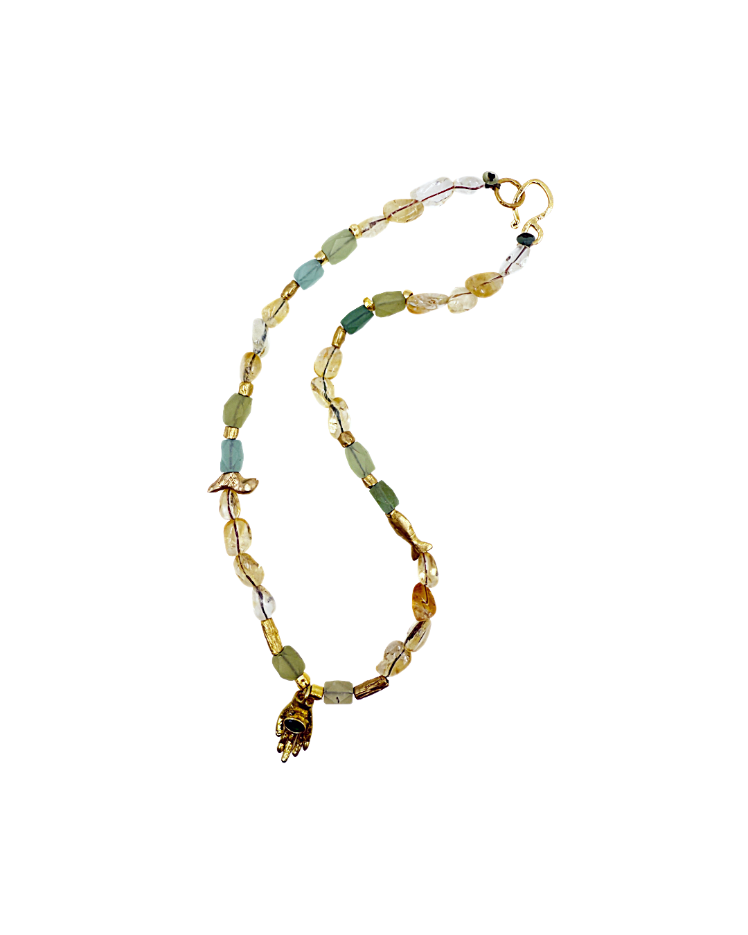 ARTIZ | 'Spring Necklace Collection’ (4) | Citrine / antique glass / bronze