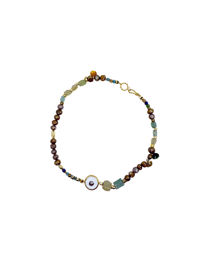 ARTIZ | 'Spring Necklace Collection’ (6) | Jade / pearls / white glass / bronze