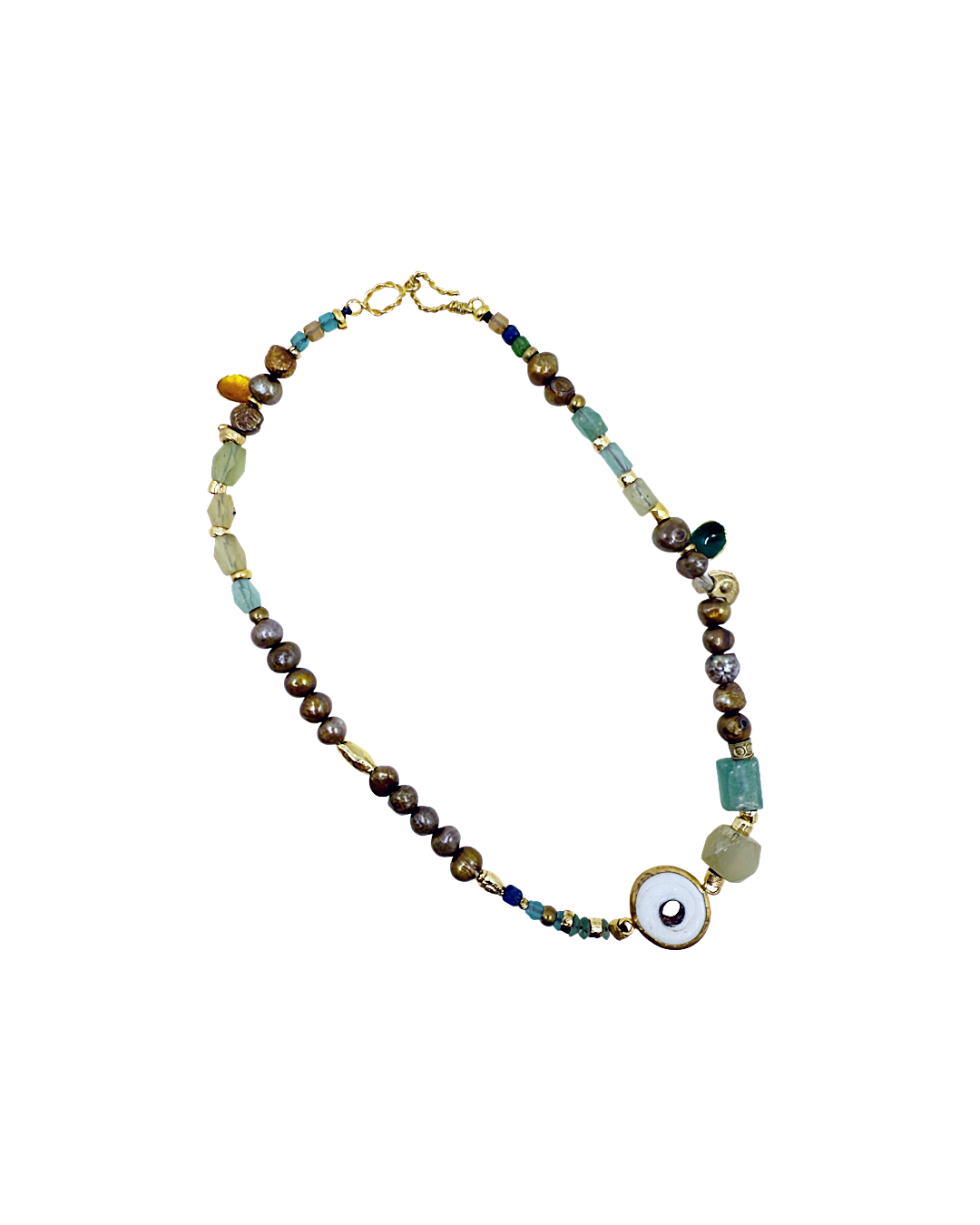 ARTIZ | 'Spring Necklace Collection’ (6) | Jade / pearls / white glass / bronze